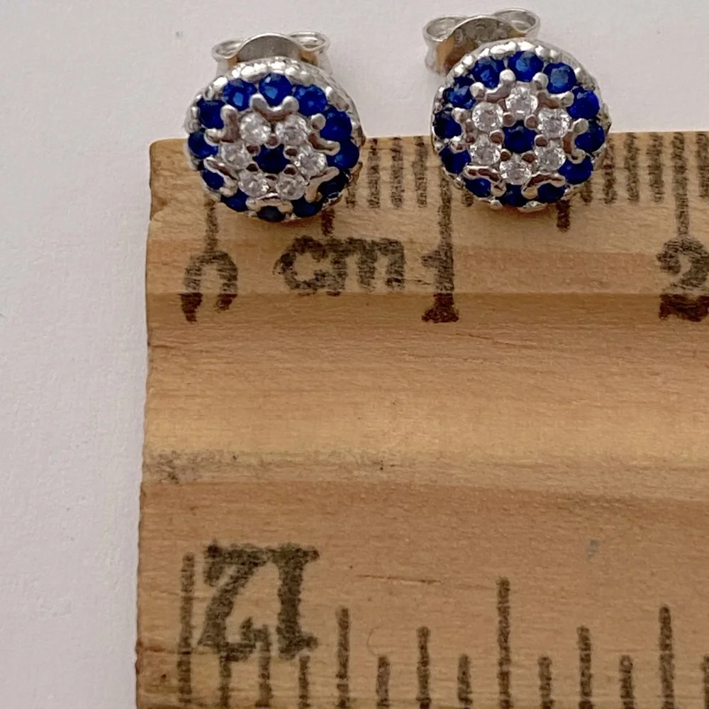 🧿 925 Silver evileye earrings stunning blue evil eye eyes post posts stud studs
